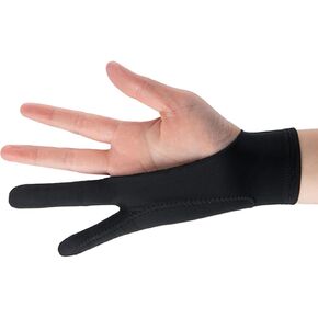 Tablet Drawing Glove Breathable Prevent Smudge Two Finger Artist Sketching Black