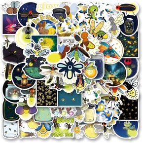 61pcs Firefly Stickers Pack, Cartoon Cute Vinyl Waterproof Decals for Water Bottle,Laptop,Phone,Skateboard,Scrapbooking,Bumper for Kids Teens Adults Fans for Party Supply