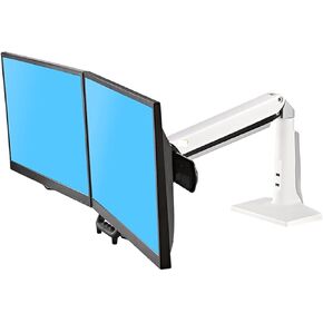 Northbayou F27 10 "-27 بوصة كاملة حركة الهواء اضغط غاز الربيع Daul LCD STAND STAND DESTOP TV BRACKET 360 ROTATE 6-12KG (WHITE)