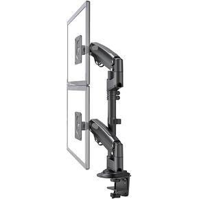 H180 22"-32" Double Monitor Desk Holder Arm Gas Spring Full Motion LCD TV Mount 2-12kg Ergonomica Dual Arm Clamp Bracket(Black)