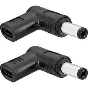 Yeebline 2 Pack 12V DC Power Charging Adapter, 90 Degree Angle Female USB C to Male DC 3.5mm x 1.35mm Converter Connector Charger Plug for Router, Mobile Power Supply (12V to DC 3.5x1.35mm)