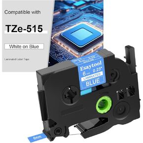 50 Pack Compatible with P-Touch TZe-515 AZE-515 TZ-515 White on Blue 6mm 0.23'' Laminated Label Tape Replacement for Ptouch PT-H100 PT-D200 D210 D400 PT-P700 PT-1000 PT-2030 Label Maker