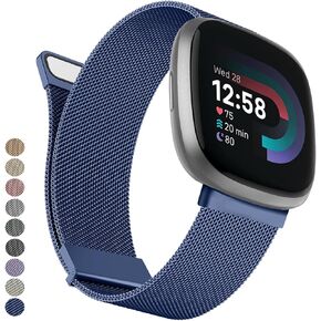 Metal Band for Fitbit Versa 4 / Versa 3 Bands, Fitbit Sense 2 / Sense Bands Women Men, Stainless Steel Mesh Replacement Bracelet Strap