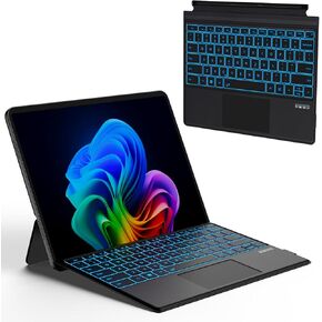 Surface Pro Keyboard for Pro 11/10/9/8/X, Wireless Bluetooth Surface Keyboard with 12 Gesture Touchpad, 7 Colors Backlit, Smart Sleep/Wake, Rechargeable Battery