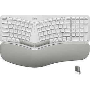 Nulea Wireless Ergonomic Keyboard, Split Keyboard with Wrist Rest, USB-C Charging, 7-Color Backlight, Natural Typing, Bluetooth and USB Connectivity White