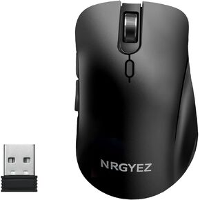 Wireless Mouse, 2.4G Ergonomic Optical Mouse, Computer Mouse for Laptop, PC, Computer, Chromebook, Notebook, 6 Buttons, 3200 DPI, 3 Adjustment Levels（Black）