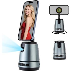 Auto Face Tracking Tripod & Wireless Charger,360° Rotating Cell Phone Photo Video Kits,No App, Gesture Control, Rechargeable Smart Shooting Stand,Wireless Charging for iPhone/Samsung Galaxy