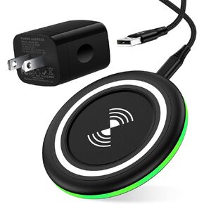 Samsung Wireless Phone Charger Fast Charging Pad for Samsung Galaxy S25 Ultra/S24 FE/S23/S22/S21/S20 Plus/Pixel 9a/9 Pro/9/8a/8/8 Pro/7a/7 Pro/7/6 Pro/15W Wireless Charger Station with QC 3.0 Adapter