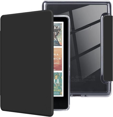 MOROCK Case for 7" Kindle Paperwhite(12th Generation-2024 Released), Fits Kindle Colorsoft Paperwhite Signature Edition, Lightweight PU Leather and PC Clear Acrylic Back Cover, Auto Sleep/Wake, Black in Kuwait