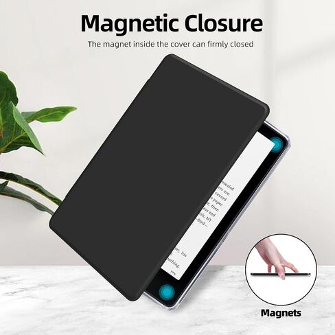 MOROCK Case for 7" Kindle Paperwhite(12th Generation-2024 Released), Fits Kindle Colorsoft Paperwhite Signature Edition, Lightweight PU Leather and PC Clear Acrylic Back Cover, Auto Sleep/Wake, Black in Kuwait