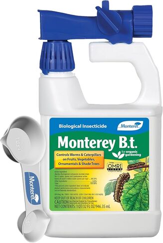 Monterey - B.t. Bacillus Thuringiensis Bundled with Garden Measuring Spoon - Ready to Spray Worm & Caterpillar Killer Insecticide, OMRI Listed - 32 oz in Kuwait