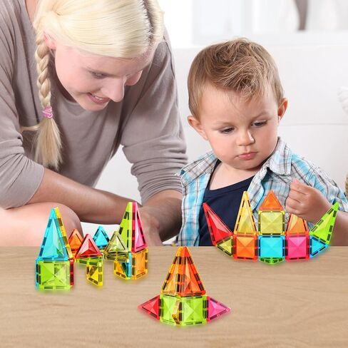 PicassoTiles 36pc Magnet Tile Building Blocks Mini Diamond Series Magnetized Toy Travel Size Compact Portable Magnetic Construction Block STEM Sensory Toy Early Education Learning Kids Ages 3+ PTM36 in Saudi Arabia