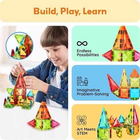 PicassoTiles 36pc Magnet Tile Building Blocks Mini Diamond Series Magnetized Toy Travel Size Compact Portable Magnetic Construction Block STEM Sensory Toy Early Education Learning Kids Ages 3+ PTM36 in Saudi Arabia