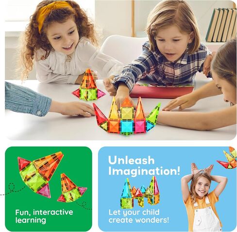 PicassoTiles 36pc Magnet Tile Building Blocks Mini Diamond Series Magnetized Toy Travel Size Compact Portable Magnetic Construction Block STEM Sensory Toy Early Education Learning Kids Ages 3+ PTM36 in Saudi Arabia