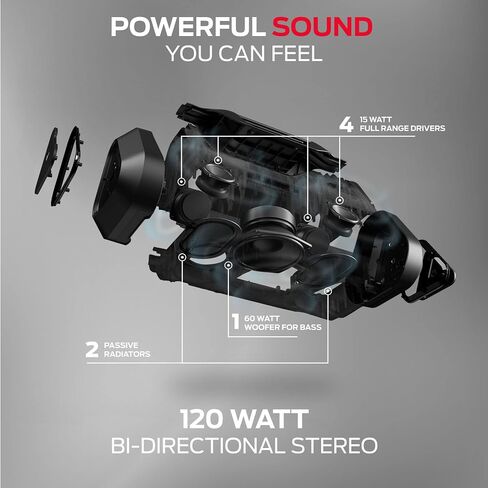 Monster Blaster 3.0 Portable Speaker ، 120W Bluetooth اللاسلكي ، IPX5 مقاوم للماء مع شحن USB وإدخال AUX in Kuwait