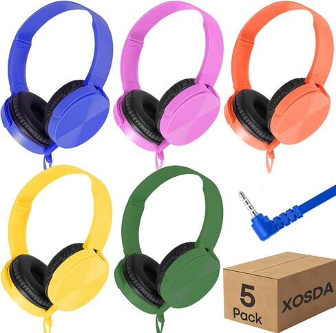 2 Pack Classroom Headphones for School Students Kids, Durable Class Set Wired Earphones for Children Toddler Teens Boys Girls and Adult(LS450, Pink+Yellow) in Kuwait