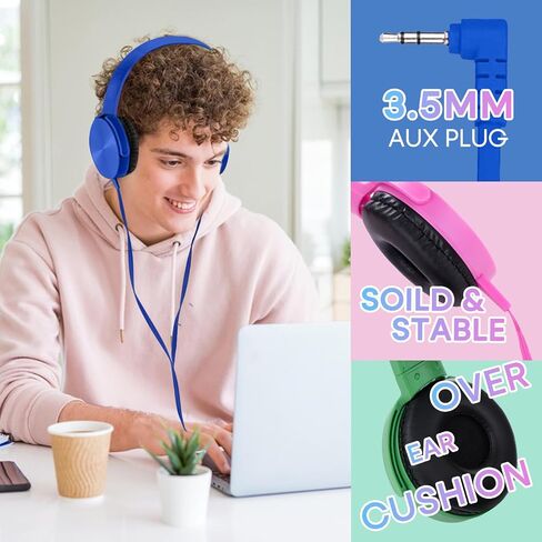 2 Pack Classroom Headphones for School Students Kids, Durable Class Set Wired Earphones for Children Toddler Teens Boys Girls and Adult(LS450, Pink+Yellow) in Kuwait