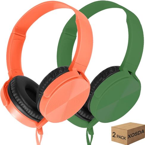 2 Pack Classroom Headphones for School Students Kids, Durable Class Set Wired Earphones for Children Toddler Teens Boys Girls and Adult(LS450, Pink+Yellow) in Kuwait