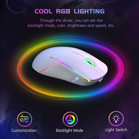 Wireless Gaming Mouse for PC, Laptop, Mac, Bluetooth, 2.4GHz, RGB Light in Kuwait