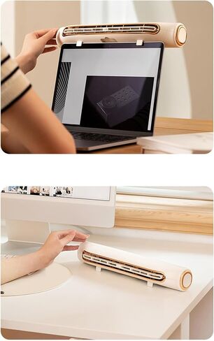 Topyond Clip On Desk Fan, Bladeless Horizontal Air Bar with 3 Speed USB, Adjustable Wind Angle Monitor Cooling Fan for Computer and Office Use (White) in Saudi Arabia