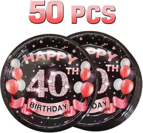 60th Birthday Plates Black and Gold Dessert, Buffet, Cake, Lunch, Dinner Plates for 60th Birthday Decorations Party Supplies, Happy 60th Birthday! 50 Count, 9" Plate Design for 60th Birthday Party in Kuwait