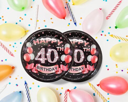 60th Birthday Plates Black and Gold Dessert, Buffet, Cake, Lunch, Dinner Plates for 60th Birthday Decorations Party Supplies, Happy 60th Birthday! 50 Count, 9" Plate Design for 60th Birthday Party in Kuwait