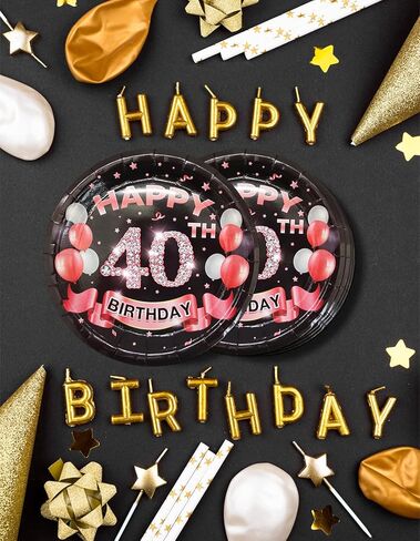 60th Birthday Plates Black and Gold Dessert, Buffet, Cake, Lunch, Dinner Plates for 60th Birthday Decorations Party Supplies, Happy 60th Birthday! 50 Count, 9" Plate Design for 60th Birthday Party in Kuwait