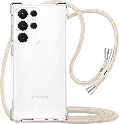 بالنسبة ل Samsung Galaxy S25+ Crossbody مع حبل الكتف القابل للتعديل لـ Galaxy S25 بالإضافة إلى غطاء مصد TPU الناعم الصافي للنساء ، فإن علبة الهاتف المضادة للنساء لـ Samsung S25 Plus - Beige in Kuwait