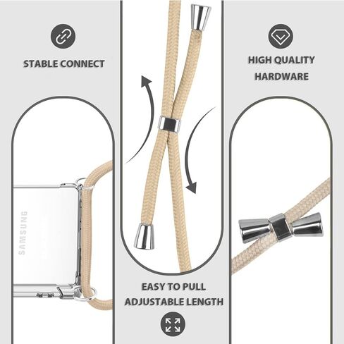 بالنسبة ل Samsung Galaxy S25+ Crossbody مع حبل الكتف القابل للتعديل لـ Galaxy S25 بالإضافة إلى غطاء مصد TPU الناعم الصافي للنساء ، فإن علبة الهاتف المضادة للنساء لـ Samsung S25 Plus - Beige in Kuwait