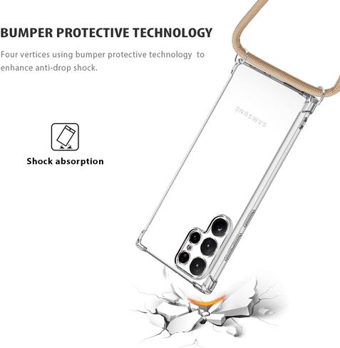 بالنسبة ل Samsung Galaxy S25+ Crossbody مع حبل الكتف القابل للتعديل لـ Galaxy S25 بالإضافة إلى غطاء مصد TPU الناعم الصافي للنساء ، فإن علبة الهاتف المضادة للنساء لـ Samsung S25 Plus - Beige in Kuwait
