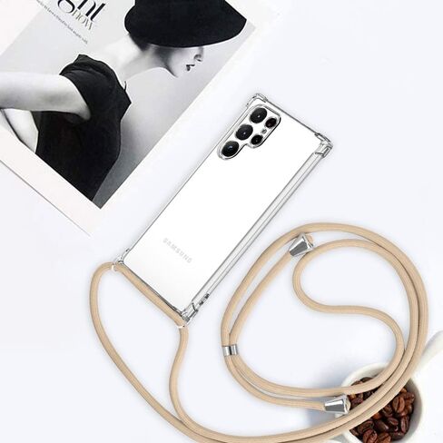 بالنسبة ل Samsung Galaxy S25+ Crossbody مع حبل الكتف القابل للتعديل لـ Galaxy S25 بالإضافة إلى غطاء مصد TPU الناعم الصافي للنساء ، فإن علبة الهاتف المضادة للنساء لـ Samsung S25 Plus - Beige in Kuwait
