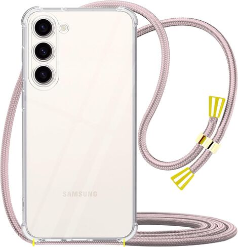 YESPURE Case for Samsung Galaxy S23+ Adjustable Crossbody Neck Cord Strap for Galaxy S23 Plus Lanyard Phone Case Clear Soft Slim TPU Anti-Yellowing Shockproof Protective Cover - Rose Gold in Kuwait