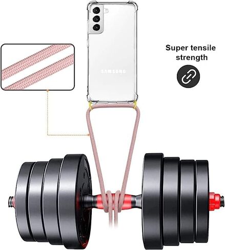 YESPURE Case for Samsung Galaxy S23+ Adjustable Crossbody Neck Cord Strap for Galaxy S23 Plus Lanyard Phone Case Clear Soft Slim TPU Anti-Yellowing Shockproof Protective Cover - Rose Gold in Kuwait