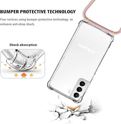 YESPURE Case for Samsung Galaxy S23+ Adjustable Crossbody Neck Cord Strap for Galaxy S23 Plus Lanyard Phone Case Clear Soft Slim TPU Anti-Yellowing Shockproof Protective Cover - Rose Gold in Kuwait
