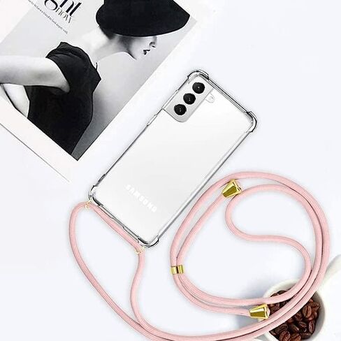 YESPURE Case for Samsung Galaxy S23+ Adjustable Crossbody Neck Cord Strap for Galaxy S23 Plus Lanyard Phone Case Clear Soft Slim TPU Anti-Yellowing Shockproof Protective Cover - Rose Gold in Kuwait