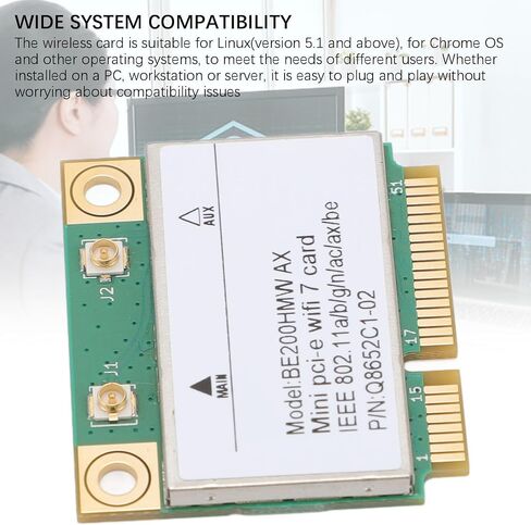 بطاقة Mini Pci e WiFi 7 ، بطاقة شبكة Plack 8،774 ميجابت في الثانية مع وحدة BT 5.4 ، لـ Win10 ، Win11 ، لـ Linux ، لنظام التشغيل Chrome (بدون هوائي) in Kuwait