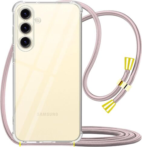 YESPURE Case for Samsung Galaxy S23+ Adjustable Crossbody Neck Cord Strap for Galaxy S23 Plus Lanyard Phone Case Clear Soft Slim TPU Anti-Yellowing Shockproof Protective Cover - Rose Gold in Kuwait