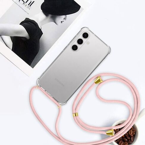 YESPURE Case for Samsung Galaxy S23+ Adjustable Crossbody Neck Cord Strap for Galaxy S23 Plus Lanyard Phone Case Clear Soft Slim TPU Anti-Yellowing Shockproof Protective Cover - Rose Gold in Kuwait