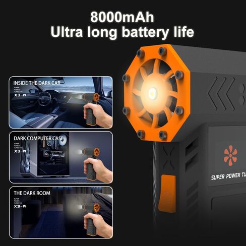 130000 دورة في الدقيقة مكشوفة من Air Duster Electric - منفاخ هواء قابل للتعديل 4 -gear مع مصباح LED وشاشة SMART (مستوى البطارية/الغبار) ، قابل لإعادة الشحن اللاسلكي للوحة المفاتيح ، السيارة ، تنظيف الكمبيوتر ، شحن سريع 8000 مللي أمبير في الساعة in Kuwait