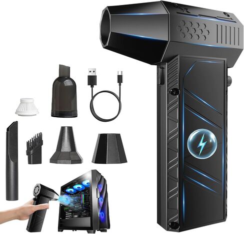 Compressed Air Duster, 2 in 1 150000RPM Stepless Speed Electric Air Duster and Vacuum Cleaner, 8000mAh Rechargeable Powerful Air Blower for PC, Keyboard, Car, Outdoor in Saudi Arabia