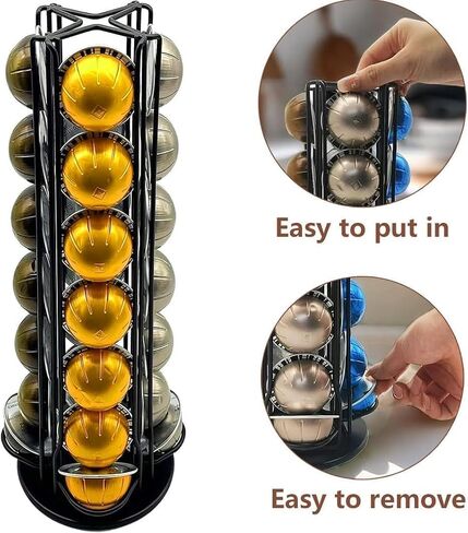 Miuly Coffee Capsule حامل لـ Nespresso Vertuoline ، Coffee Capsule Stands Rack Rack Rack يحمل 28 قرون Nespresso Vertuo ، Black in Kuwait