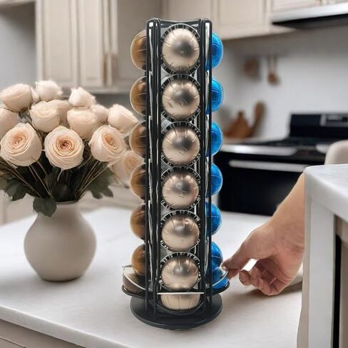 Miuly Coffee Capsule حامل لـ Nespresso Vertuoline ، Coffee Capsule Stands Rack Rack Rack يحمل 28 قرون Nespresso Vertuo ، Black in Kuwait