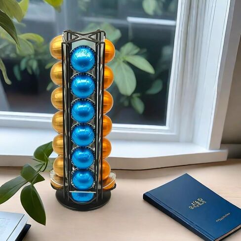 Miuly Coffee Capsule حامل لـ Nespresso Vertuoline ، Coffee Capsule Stands Rack Rack Rack يحمل 28 قرون Nespresso Vertuo ، Black in Kuwait
