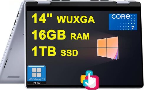Dell Inspiron 14 7440 2-in-1 Laptop 14 "Wuxga Anti-Glare Touchscreen Intel 10-Core Core 7 150U (Beats I7-1355U) 32GB DDR5 2TB SSD Backlit FHD Camera Express Maxxaudio Pro Win11pro in Kuwait