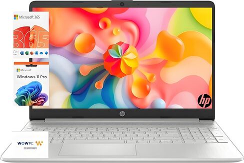 جهاز كمبيوتر محمول HP 15 بوصة للمنزل أو العمل ، معالج Intel 4-Core ، ذاكرة الوصول العشوائي 16 جيجابايت ، 256 جيجا بايت SSD ، 15.6 "Micro Edge LED IPS ، قارئ بطاقة SD ، HDMI ، Windows 11 Pro مع Microsoft Office 365 ، in Saudi Arabia