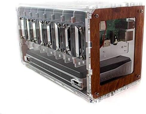 Cluster Case for Raspberry Pi5/Pi4/Pi3 and Other Single Board Computers | Cloudlet Case - Clear/Wood in Saudi Arabia