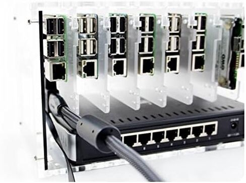 Cluster Case for Raspberry Pi5/Pi4/Pi3 and Other Single Board Computers | Cloudlet Case - Clear/Wood in Saudi Arabia