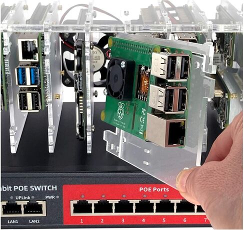 Cluster Case for Raspberry Pi5/Pi4/Pi3 and Other Single Board Computers | Cloudlet Case - Clear/Wood in Saudi Arabia
