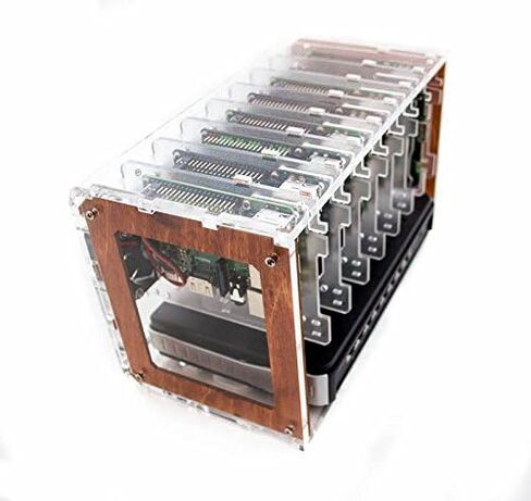 Cluster Case for Raspberry Pi5/Pi4/Pi3 and Other Single Board Computers | Cloudlet Case - Clear/Wood in Saudi Arabia