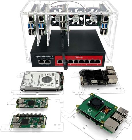 Cluster Case for Raspberry Pi5/Pi4/Pi3 and Other Single Board Computers | Cloudlet Case - Clear/Wood in Saudi Arabia